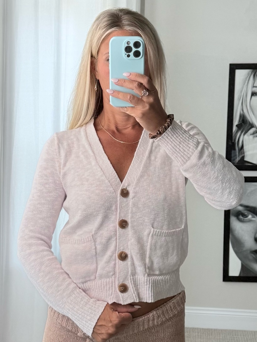 J. Crew light soft pink Button-Front V-Neck Cardigan - Picture 1 of 4